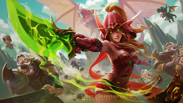 artwork, Blood Elf, Hearthstone: Heroes Of Warcraft, sword, HD wallpaper