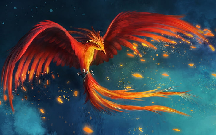 Fantasy Burning Phoenix Bird Fire Magical Tapestry Volcano Lava Wall Hanging Fly 