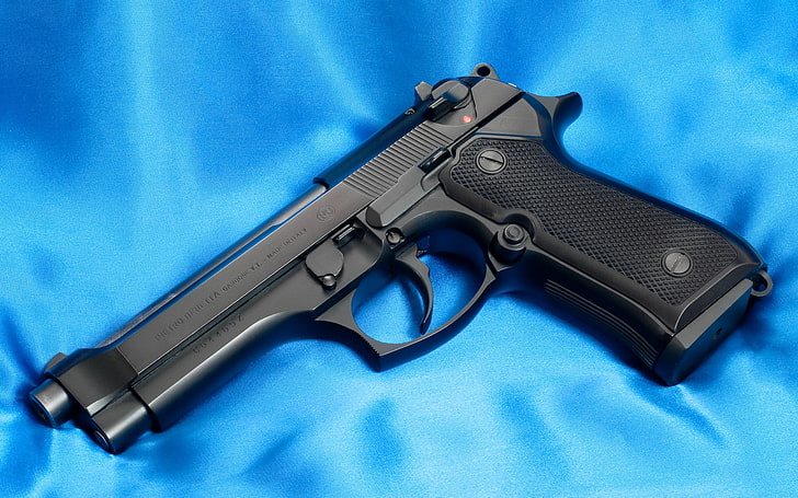 black semi automatic pistol, Gun, Trunk, 9mm, Beretta, Beretta 92F, HD wallpaper