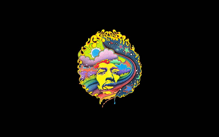 Psychedelic Abstract Jimi Hendrix Black HD, digital/artwork