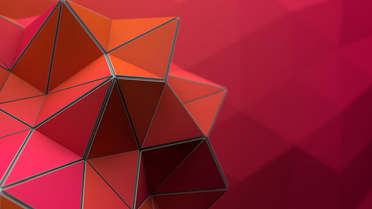 red digital wallpaper, geometry, abstract, low poly, shape, backgrounds, HD wallpaper