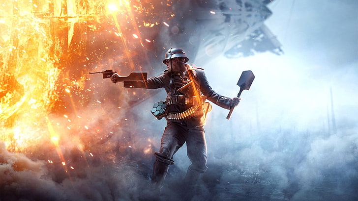 Battlefield 1, video games, soldier, weapon, gun, fire, Mauser C96, HD wallpaper
