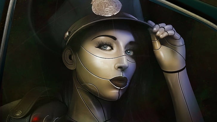 cyborg, human representation, close-up, female likeness, indoors, HD wallpaper