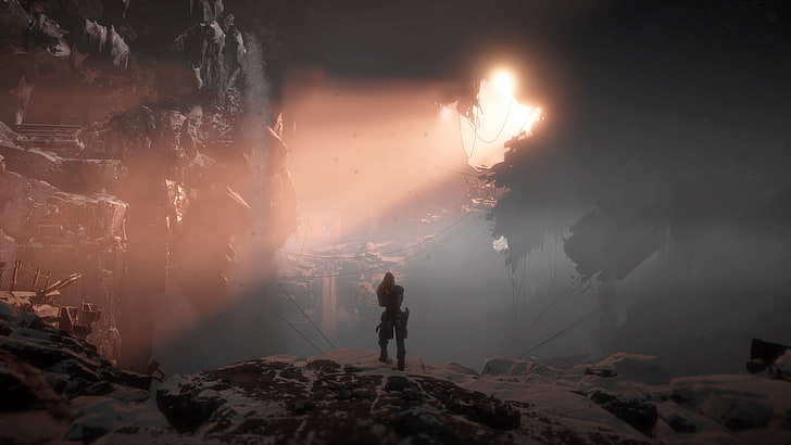 person standing near cave hole, Horizon: Zero Dawn, video games, HD wallpaper