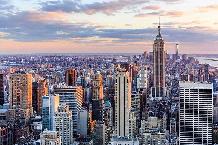 New York state, skyscraper, city, metropolis, far view, architecture, HD wallpaper