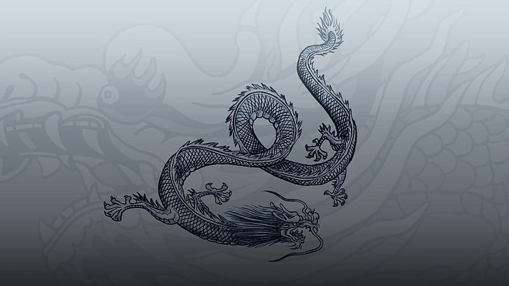 black and white dragon illustration, Sleeping Dogs, Steam (software), HD wallpaper