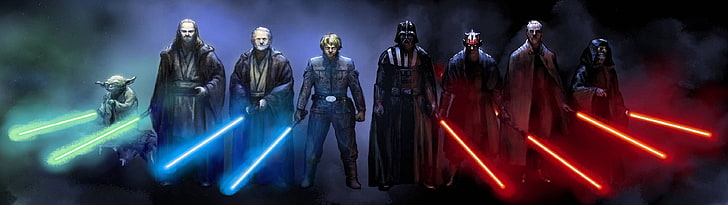 darth vader, Emperor Palpatine, Luke Skywalker, Multiple Display, HD wallpaper