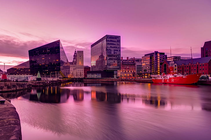 Cities, Liverpool, England, Evening, Ship, HD wallpaper