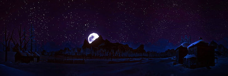 Hình nền động: Một thế giới kỳ diệu đang chờ đón bạn với trò chơi điện tử The Long Dark trên nền đen tối. Lạc vào một không gian thần tiên khi ngắm nhìn những hình ảnh Mặt trăng và những đám mây di chuyển chậm rãi trên bầu trời đầy sao.
