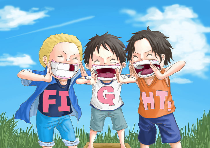 one piece, monkey d. luffy, sabo, portgas d. ace, Anime, child, HD wallpaper