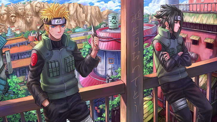 HD wallpaper: Naruto and Sasuke wallpaper, the city, rock, art, face, knife  | Wallpaper Flare