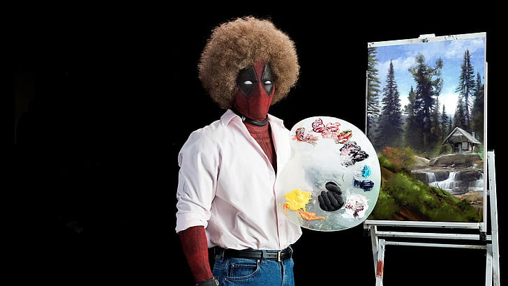 Movie, Deadpool 2, Bob Ross, Painting, Ryan Reynolds