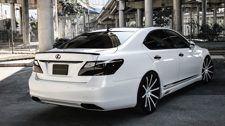 white Lexus seda, Lexus LS, modified, custom, tuning, car, motor vehicle, HD wallpaper