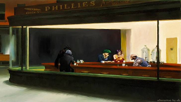 black and green wooden table, Cowboy Bebop, Nighthawks, adult