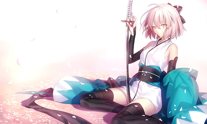 Fate/Grand Order, Fate Series, Saber, Sakura Saber, white  background