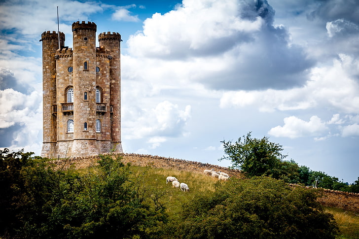 broadway tower worcestershire, architecture, cloud - sky, built structure, HD wallpaper