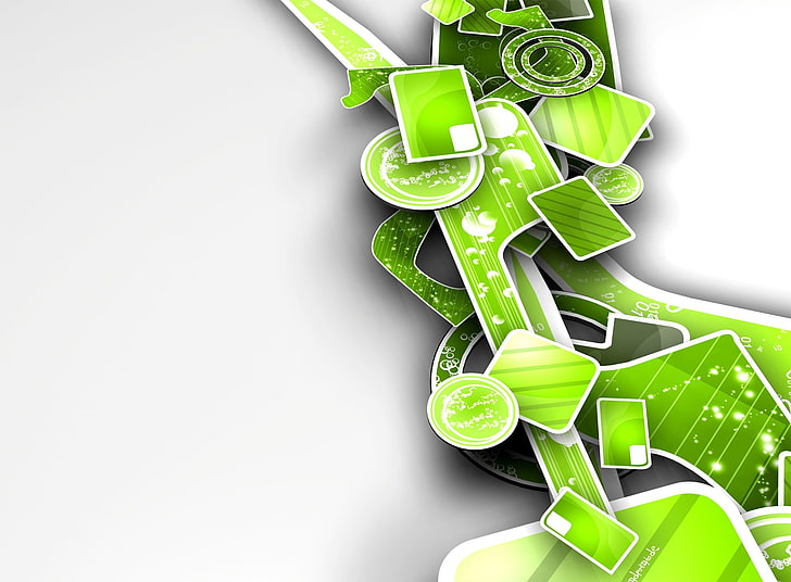 Green Abstract 3D Art, green broken pixels digital wallpaper, HD wallpaper