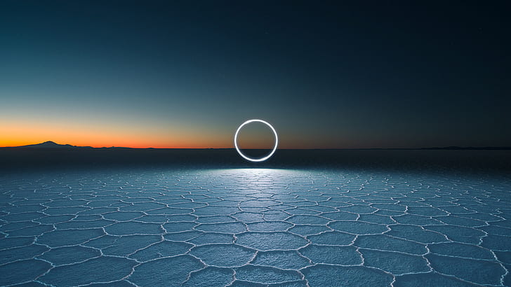 Reuben Wu, long exposure, photography, circle, salt lakes, sunset, HD wallpaper
