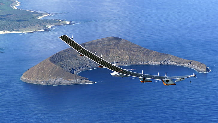 solar flyer, Solar Impulse, vehicle, aerial view, HD wallpaper