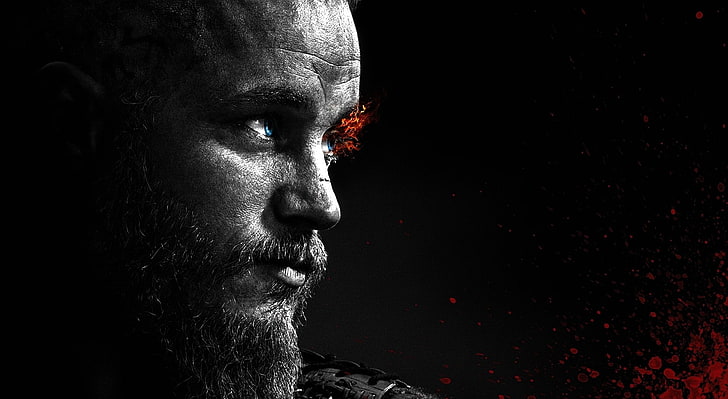 Ragnar Lodbrok, man face, Movies, Other Movies, vikings, portrait, HD wallpaper
