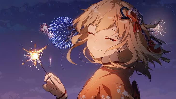 Anime Fireworks HD Wallpaper