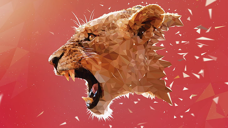 tiger head illustration, tiger mosaic photo, lion, Adobe Illustrator