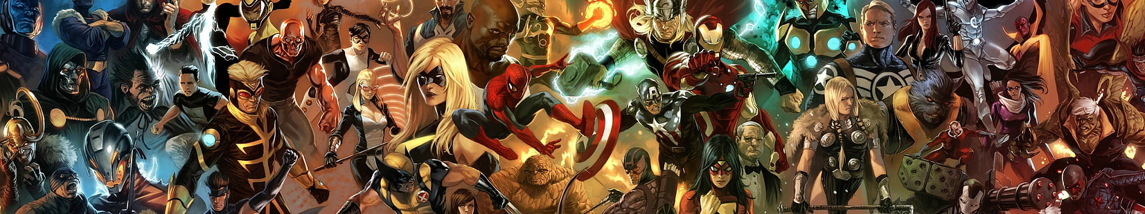 Marvel Universe Super Heroes illustration, assorted superhero poster HD wallpaper