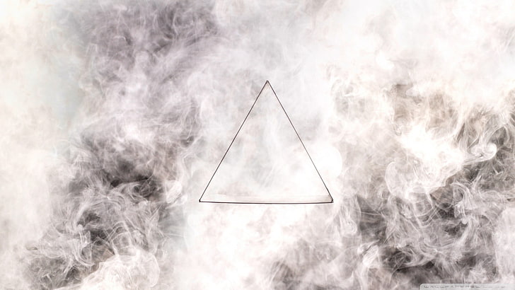white smoke, triangle, minimalism, abstract, digital art, studio shot