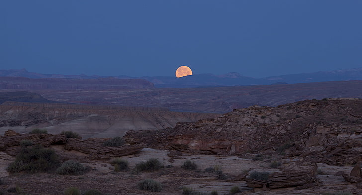night, the moon, desert, photographer, Utah, USA, national Park, HD wallpaper