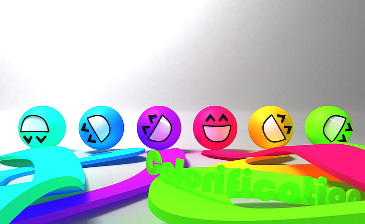 Colorful Smiley Faces, six assorted-color smiley emojis, Funny, HD wallpaper