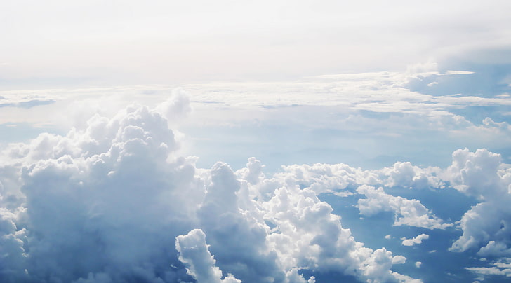 Clouds Aerial Photography, white cloudy sky, Nature, Sun and Sky, HD wallpaper
