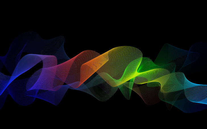 Ribbon, Rainbow, Flow, Dark background, Black, 4K, HD wallpaper