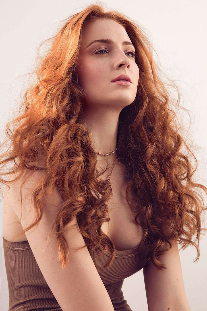 HD wallpaper: Sophie Turner, women, redhead, long hair, actress, curly hair  | Wallpaper Flare