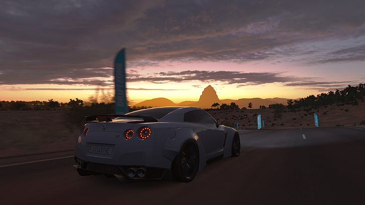 car, Forza Games, Forza Horizon, forza horizon 3, sunset, sky, HD wallpaper