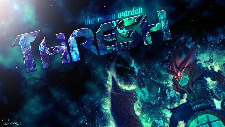 Thresh game cover, League of Legends, night, illuminated, music, HD wallpaper