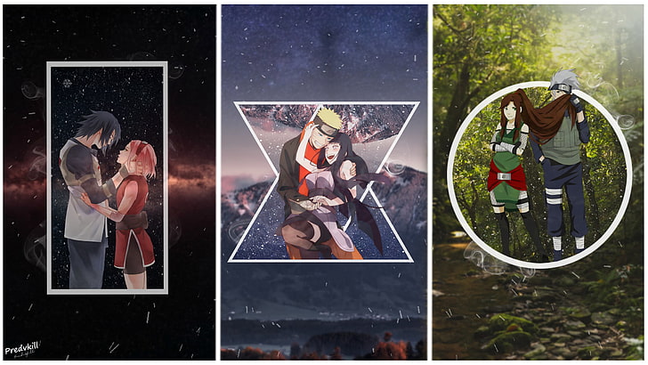 Sasuke, Sakura, Naruto, Hinata, and Kakashi collage wallpaper, HD wallpaper