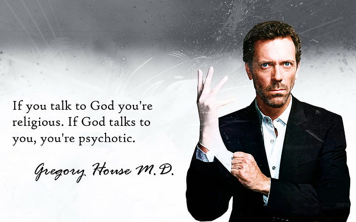 House, M.D., religion, Hugh Laurie, quote, HD wallpaper