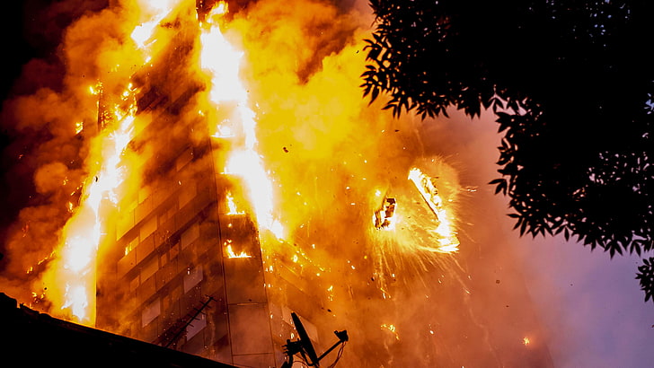 night, fire, smoke, trees, London, death, firework, illuminated, HD wallpaper