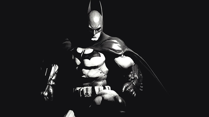 DC Batman artwork, Batman: Arkham City, video games, monochrome