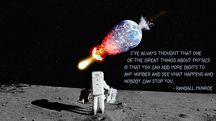 Asteroid, astronaut, comet, Digit, Earth, Explosion, Munroe, HD wallpaper