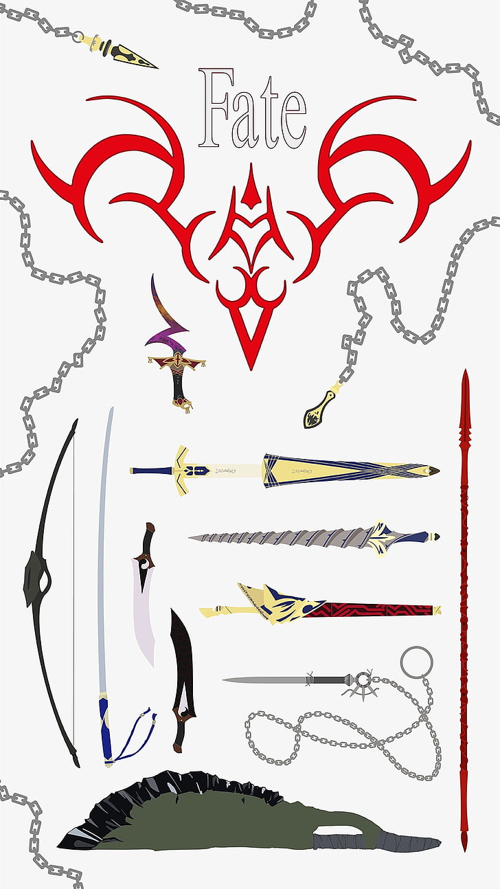 assorted weapons illustration, Fate Series, Fate/Stay Night, anime