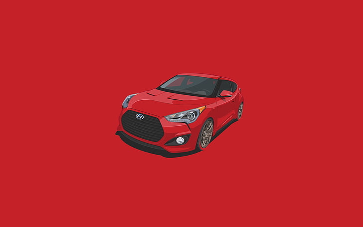 Red, Car, Hyundai, Veloster, Minimalistic, HD wallpaper