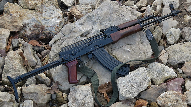 gun, weapon, kalashnikov, Poland, AKMS, HD wallpaper