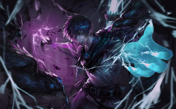 black and purple hair wig, fantasy art, magic, warrior, one person, HD wallpaper