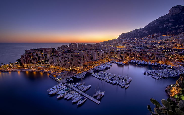 high-rise and low-rise buildings, city, cityscape, Monaco, boat, HD wallpaper