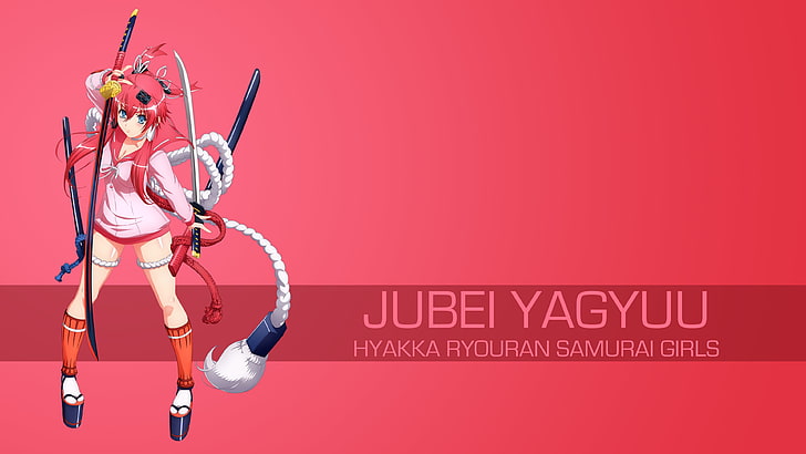 Hyakka Ryouran Samurai Girls, anime girls, Yagyuu Juubei, text, HD wallpaper