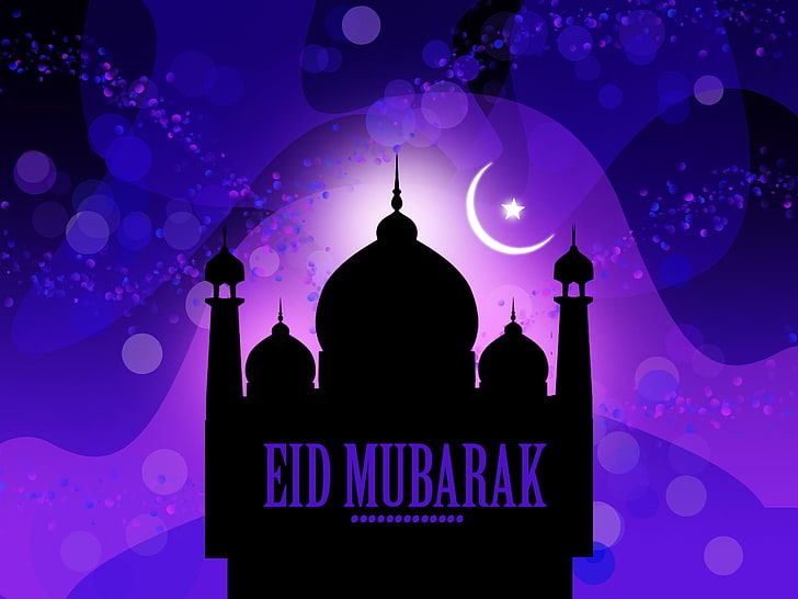 Beautiful Eid, Eid Mubarak logo, Festivals / Holidays, silhouette, HD wallpaper