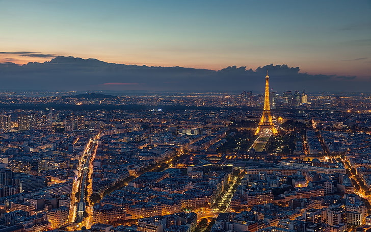Eiffel Tower, Paris, cityscape, building, France, lights, architecture