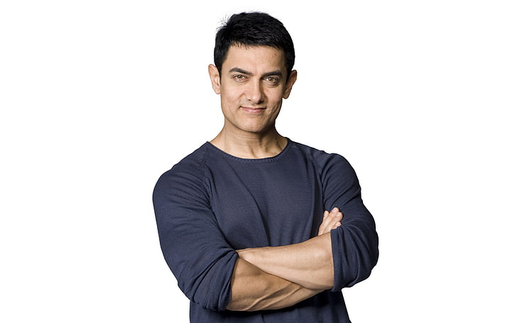 Aamir Khan 4K, studio shot, white background, looking at camera, HD wallpaper