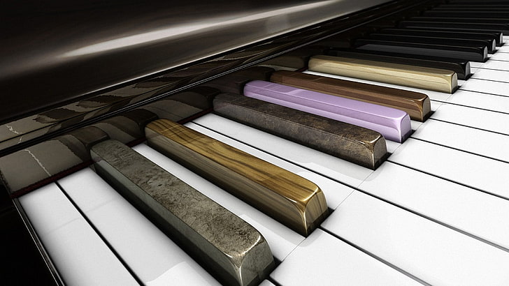 white and brown piano, digital art, musical instrument, publication, HD wallpaper